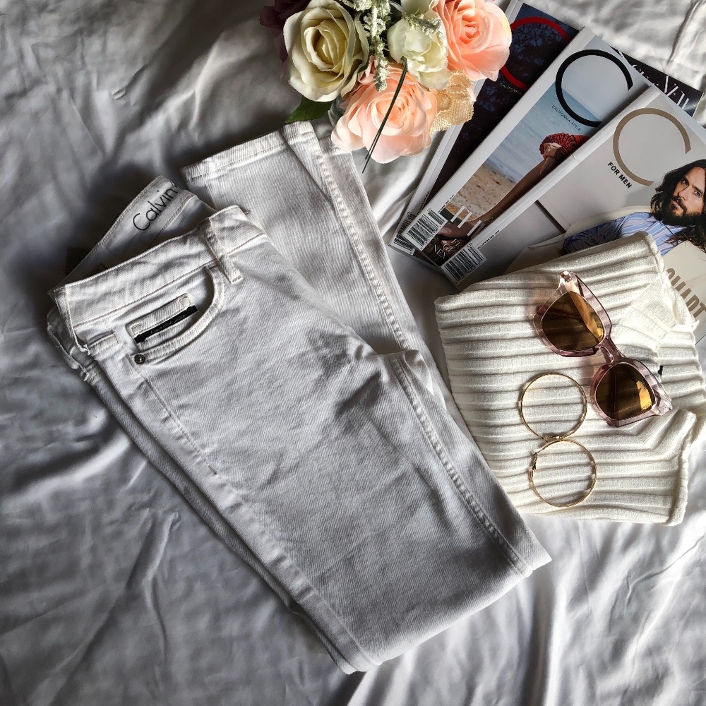 White Calvin Klein Ankle Jeans
